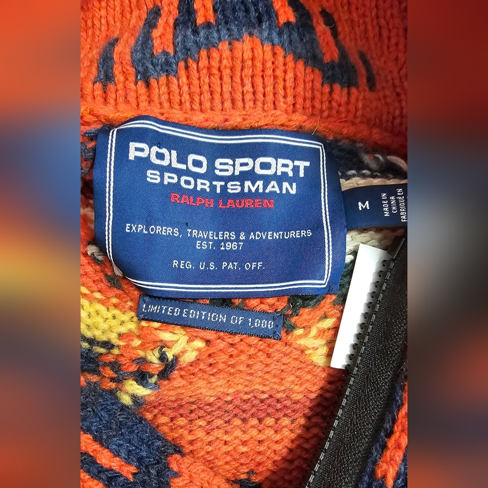 Polo Sport Ralph Lauren Outdoorsman Southwestern Lambswool Knit Sweater Men's M - Picture 14 of 15